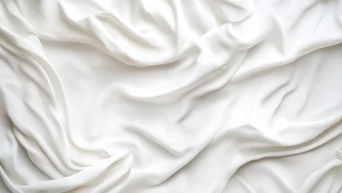 Flowing White Silk Fabric with Soft Folds, Minimalist Style.