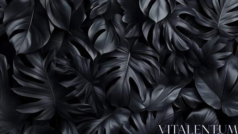 Monstera leaves form dense monochrome botanical surface