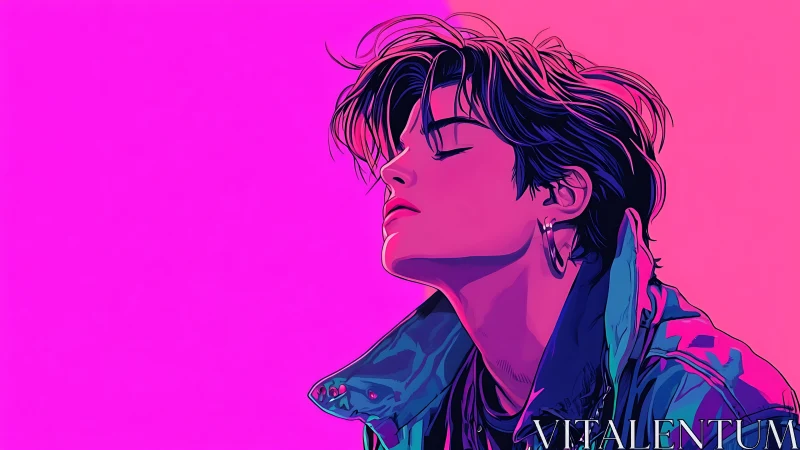 Soft neon moment captures a calm, reflective side of youth