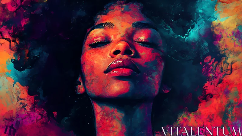 Dreamlit portrait in neon cosmic color fields.