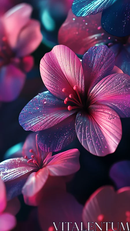 Luminous Petals: Enchanting Digital Blooms in Twilight.