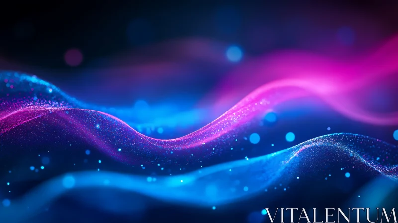 Neon particle waveforms render luminous gradients in abstract field