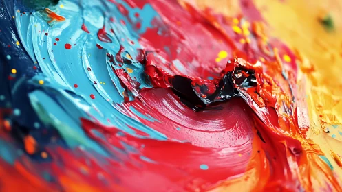 Macro impasto swirl in high-chroma abstract oil study.