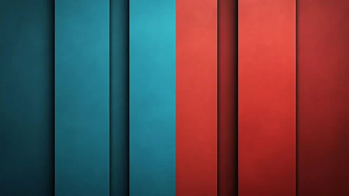 Vertical cyan and red panels form a minimal geometric gradient