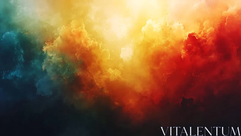 Radiant nebula clouds in vivid teal, gold and crimson glow.