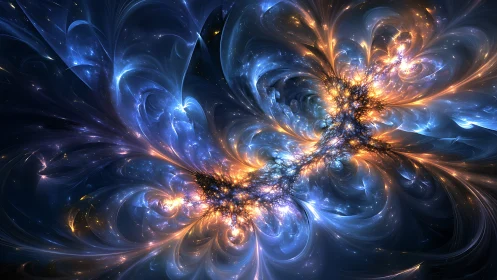 Cosmic light river swirling through a dreamy star garden.