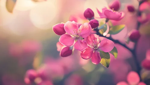 Delicate Pink Blossoms Glow with Springtime Wonder