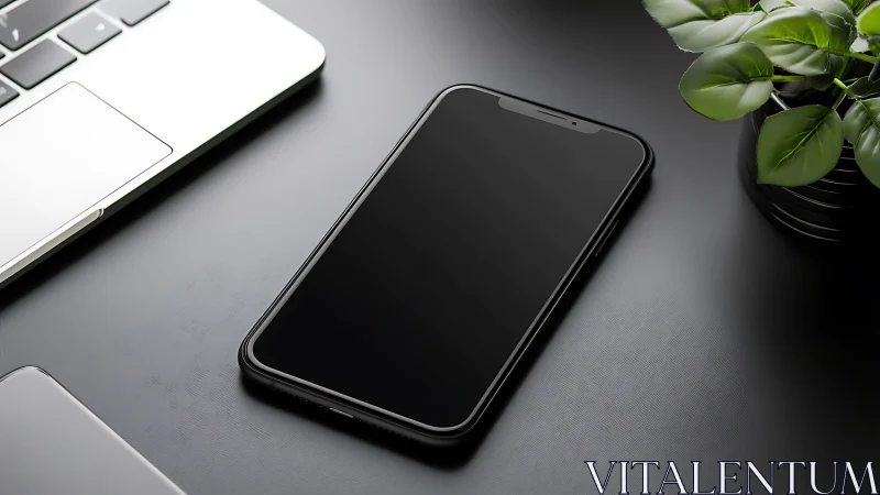 Midnight Device Rests Amid Workspace Serenity