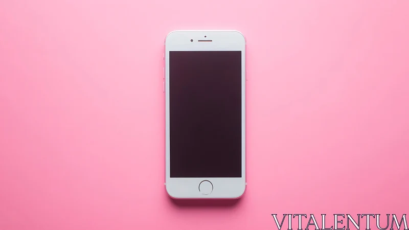 White smartphone device displayed center-frame on vibrant pink background.