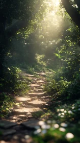 Golden Light Path Through an Enchanted Forest Tunnel