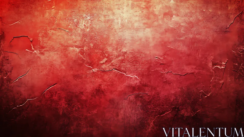 Warm textured red wall gently glows with rustic character