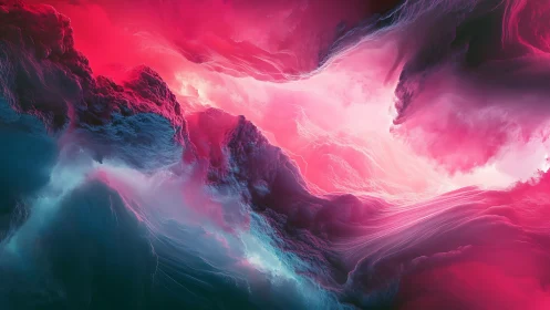 Volumetric nebula forms with high-contrast cyan and magenta gradients