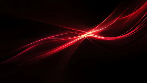 Dynamic Red Light Wave on Black Abstract Digital Background.
