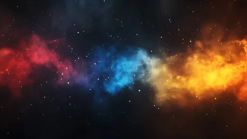 Colorful horizontal nebula band crosses a dark star field