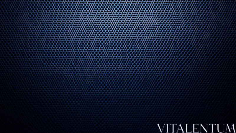 Honeycomb metal grid glows with deep blue gradient light.