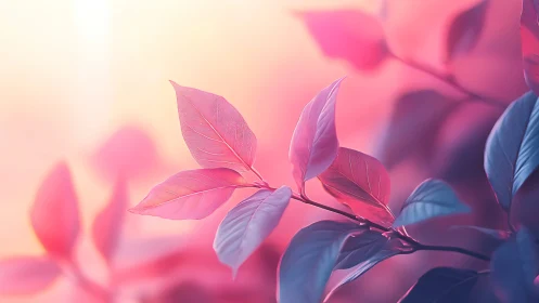 Dreamy Pink and Purple Leaves in Soft Focus Nature Art.