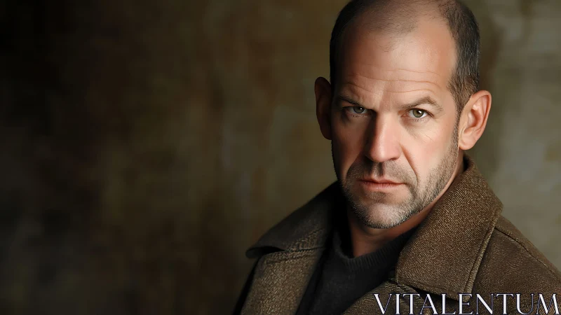 Intense male portrait uses shallow depth and warm rim lighting