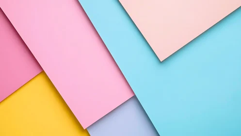 Overlapping pastel color sheets form diagonal geometric layout