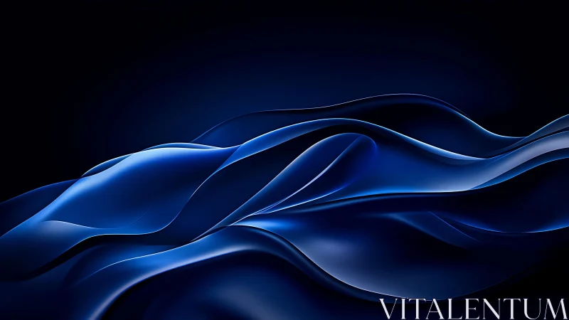 Abstract Blue Waves Digital Art with Smooth Gradient Flow.