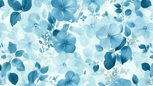 Serene Blue Blossoms Dance Across a Luminous Canvas.