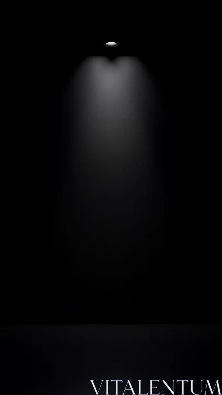 Single ceiling spotlight pierces darkness with soft glow.