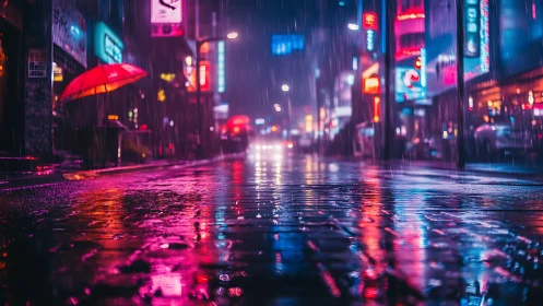 Neon rain pirouettes across a midnight alleyway of light
