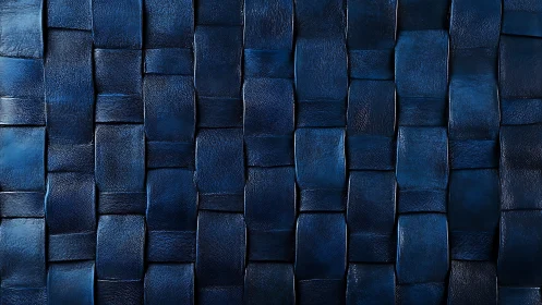 Interlocked navy leather tiles form a rhythmic woven surface