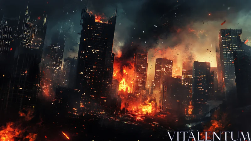 Metropolitan Inferno: Digital Rendering of Urban Destruction.