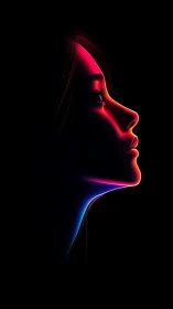 Radiant neon profile glowing softly in the dark night.