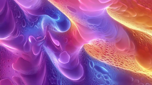 Luminous liquid gradients in neon cellular flows digital art.
