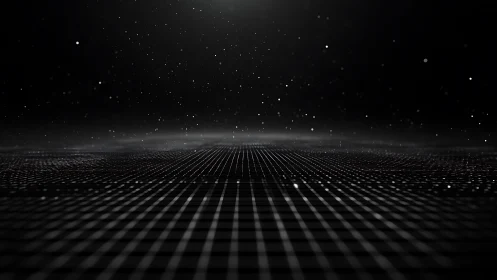 Starlit data horizon shimmering over a quiet digital void.