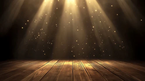 Golden hush on empty stageboards, waiting for wonder.