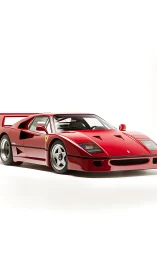 Iconic red supercar rendered on pristine white ground.
