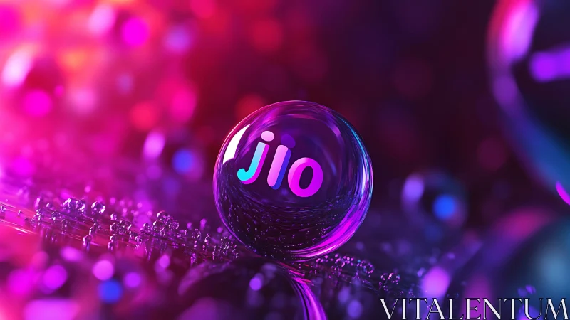 Neon glass orb logo in hyperreal chromatic depth field.