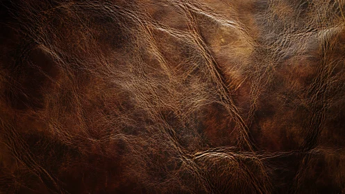 Rich worn leather surface glows with warm rustic character