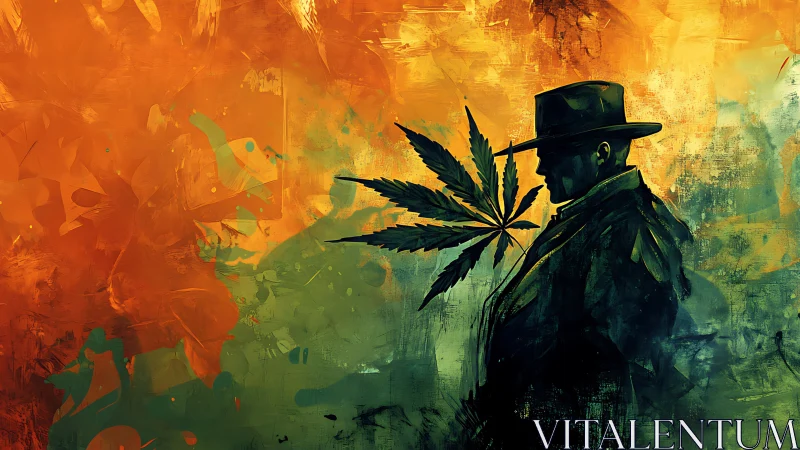 Silhouette sleuth in smoke-tinted cannabis daydreams.