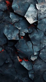 Broken dark stone surface with glowing red cracks detail