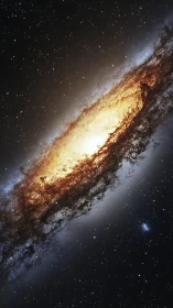Spiral galaxy core glows warmly amid deep cosmic void