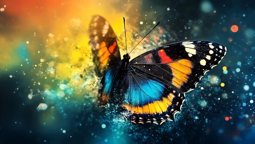 Vibrant butterfly bursts from cosmic splashes of color and light