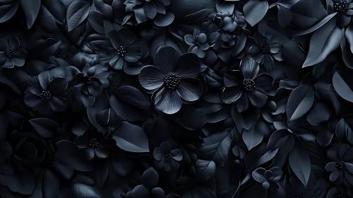 Monochromatic floral arrangement in dark tones with textured petals.
