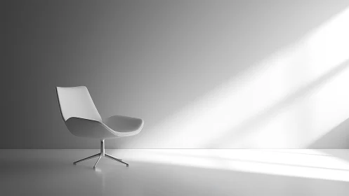 Modern Swivel Chair in Minimalist Interior Space.