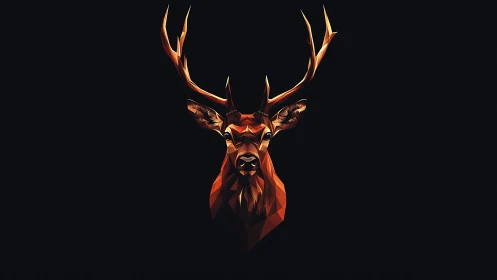 Geometric deer head illustration on dark minimalist background.