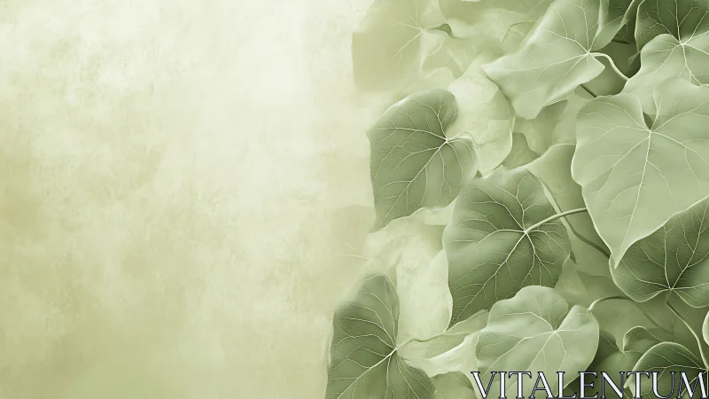 Soft green ivy foliage with textured gradient background.