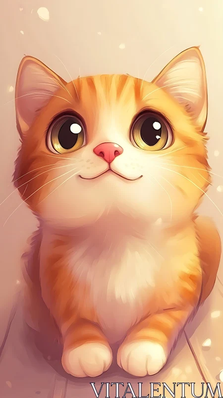 Warm-toned orange tabby cat with large expressive eyes.