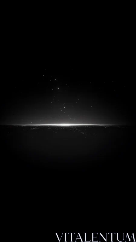 Minimalist cosmic horizon with luminous axial light band.