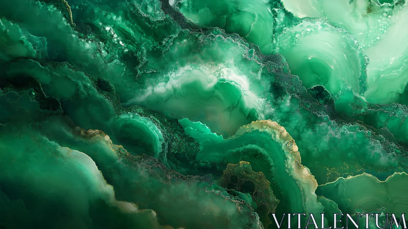 Emerald currents swirl like galaxies in liquid stone