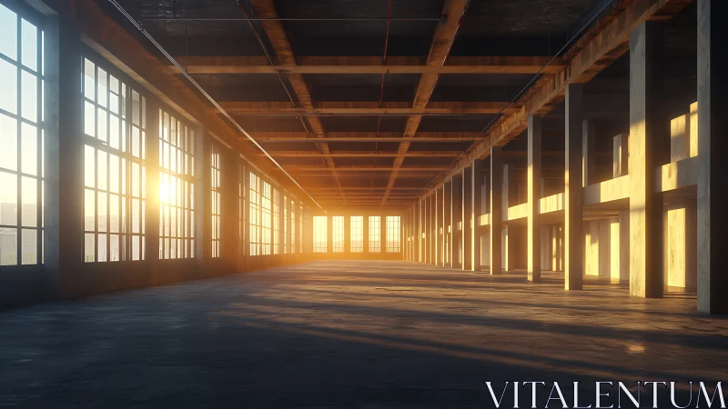 Sunlit industrial loft interior with modular concrete grid.