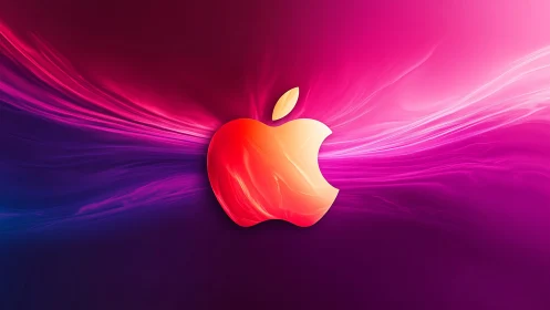 Apple-inspired luminous logo on vibrant neon gradient.