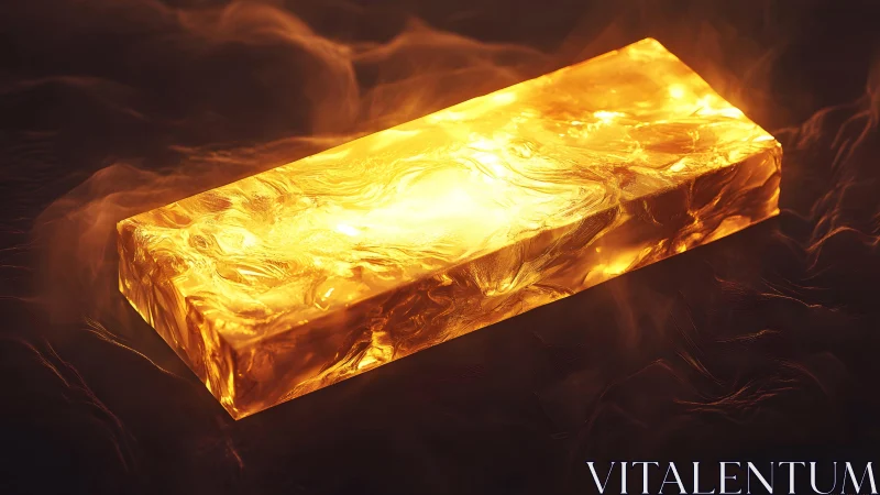 Glowing gold bar in dramatic lighting with swirling textures.