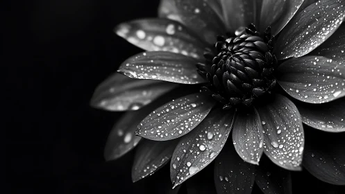 Monochromatic Flower Bloom with Hydrophobic Droplet Coverage and Radial Petal Architecture